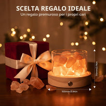 Carica l'immagine nel visualizzatore di Gallery, Lampada di Sale Himalayano senza fili, dimmerabile base legno calotta vetro