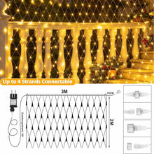 Carica l'immagine nel visualizzatore di Gallery, Cozymeow Rete Tenda Luminosa 3x2M 204 LED Rete Luci con Spina