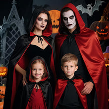 Carica l'immagine nel visualizzatore di Gallery, Mantello Vampiro, Mantello Halloween Raso Reversibile Rosso Nero con Cappuccio, Costume Vampira per Halloween Carnevale 