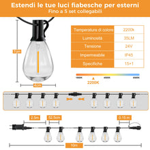 Carica l'immagine nel visualizzatore di Gallery, HeiPard 10M Catena Luminosa Esterno con Telecomando RF, 15+1 Lampadine LED