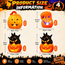 Carica l'immagine nel visualizzatore di Gallery, Zucca decorativa a LED per Halloween, 4 portacandele a forma di zucca per