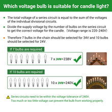 Carica l'immagine nel visualizzatore di Gallery, SCNNC Lampadine Candela E10 34V 3W, Lampadine di Ricambio Candela Arco Bianco Caldo 2700K, Lampadina Candela Conica Scan