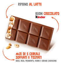 Carica l&#39;immagine nel visualizzatore di Gallery, Kinder Cereali, 9 Tavolette di Cioccolato Puro Cacao, Snack Dolce Ripieno al Latte e 5 Cereali Soffiati e Tostati, 211.5 gr