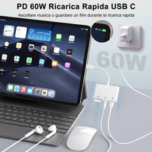 Carica l'immagine nel visualizzatore di Gallery, UniTriox Adattatore USB C 3 in 1 con Jack Audio 3,5mm e Caricabatterie PD