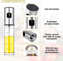 Carica l'immagine nel visualizzatore di Gallery, edihome, Spruzzino Olio per Friggitrice Aria, Spruzzatore Salvagoccia, 100 ml, Spray Nebulizzatore, Oliera in Vetro e Acciaio Inox
