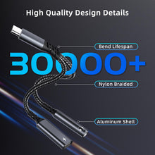 Carica l'immagine nel visualizzatore di Gallery, Adattatore e Ricarica per Cuffie USB C - 2 in 1 Adattatore USB C a Jack da 3.5mm Supporta PD 60W Ricarica Rapida per iPh