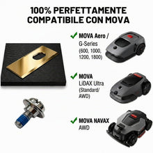 Carica l'immagine nel visualizzatore di Gallery, 36x Lame di ricambio per robot tagliaerba Mova (600, 1000, LiDAX Ultra, NAVAX AWD) – Lame in acciaio inox rivestite in t
