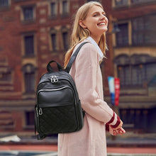 Carica l'immagine nel visualizzatore di Gallery, Suweir Zainetto Donna Elegante Zaino Donna Pelle PU Zaino da Città Impermeabile Casual Daypack Backpack per il Lavoro per Viaggi, Lavoro, Scuola (Nero)
