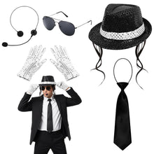 Carica l'immagine nel visualizzatore di Gallery, Cappello con Paillette, Costumi per Maschera, Set di Costume da 5 Pezzi da Donna con Cappello, Guanti, Occhiali, Microfo