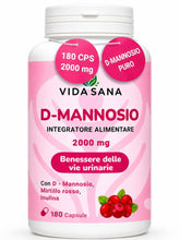 Carica l'immagine nel visualizzatore di Gallery, D-Mannosio Puro 2200 mg con Mirtillo Rosso – 180 Capsule | Integratore Donna e uomo per Vie Urinarie e Cistite | Support