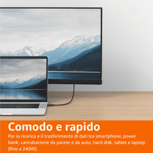Carica l'immagine nel visualizzatore di Gallery, Amazon Basics Cavo USB4, 40Gbps, 1m, 240W, Compatibile con Thunderbolt 3/4, Nero, Video 8K, da USB-C a USB-C, Cavo di Ri