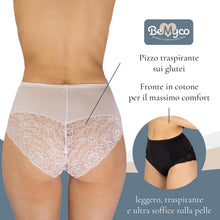 Carica l'immagine nel visualizzatore di Gallery, Mutande Contenitive Donna in Pizzo e Vita Alta – Eleganti e comode, Slip Donna Cotone e Pizzo Made in Italy, Disponibili in Bianco, Nero e Nudo (IT, Testo, M, Regular, Regular, Bianco)