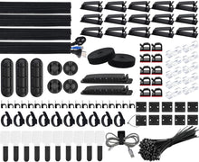 Carica l'immagine nel visualizzatore di Gallery, SOULWIT Kit gestione cavi, 4 guaine per cavi, 37 clip, 7 supporti per cavi, 10 attacchi a zip, 20 fissatori con chiodi, 