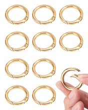 Carica l'immagine nel visualizzatore di Gallery, 10 Pezzi Moschettone Rotondo 30mm Rotondi Dorati a Scatto con Anello a Molla Fibbia in Lega di Zinco Portachiavi Ganci p