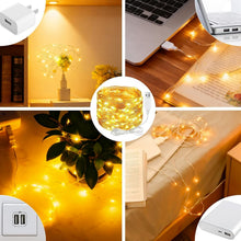 Carica l'immagine nel visualizzatore di Gallery, ALEGRE Catena luminosa a LED con USB, 20 m, 200 LED, filo di rame, con spina, impermeabile, luce bianca calda, per inter