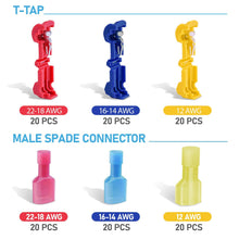 Carica l'immagine nel visualizzatore di Gallery, RUNCCI-YUN 120PcsT-Tap Connettore Terminali Maschi a Innesto Rapido, per Filo Elettrico Kit, T-Tap Rapido Connettore - p