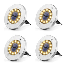 Carica l'immagine nel visualizzatore di Gallery, Solpex Luci da pavimento a energia solare, 12 LED, 4 pezzi, bianco caldo, in acciaio inox, impermeabile, per esterni, giardino, terrazza, prato, cortile, passerella