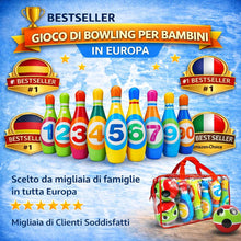 Carica l'immagine nel visualizzatore di Gallery, MandA® Birilli Bowling Bambini - Set di Bowling per Bambini - Regalo Borsa Trasporto - Giochi per Bambini di 2-5 Anni - 