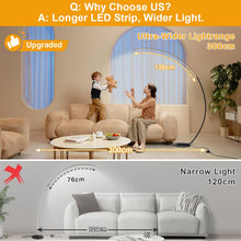 Carica l'immagine nel visualizzatore di Gallery, Linkenail Lampada da Terra ad Arco Salotto, 25W Moderna Piantana LED Dimmerabile Lampada Salotto con Telecomando, 3000K-6000K, Lampada lettura per Soggiorno, Camera da Letto, Ufficio, Nero 170cm