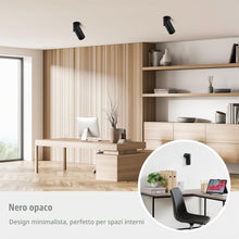 Carica l'immagine nel visualizzatore di Gallery, KYOTECH Nero Faretto da Parete o Soffitto Orientabile, Attacco GU10 per Lampadina, Plafoniera, Lampada da Soffitto per I