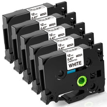 Carica l&#39;immagine nel visualizzatore di Gallery, Nastro per Etichette Fimax Compatibile In sostituzione di Brother P-touch Laminato Tape Cassetta TZe-231 12mm per PT-H107B H105 H200 H100LB H100R 1000 1010 P300BT H110 (Bianco, 5Pz.)