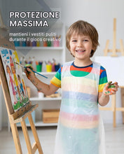 Carica l'immagine nel visualizzatore di Gallery, Grembiuli Monouso Bambini, 25 Pezzi Trasparente Plastica Impermeabile Anti-Macchia, Protezione Vestiti per Pittura, Cuci
