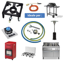 Carica l'immagine nel visualizzatore di Gallery, Crisalide®- Kit Tubo REGOLATORE Professionale 4 pz (Gas, Gpl) Cucina, Barbecue, Stufa: 1 Tubo+1 Regolatore+2 Fascette+1C