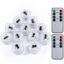 Carica l'immagine nel visualizzatore di Gallery, 12 lumini a LED sommergibili con timer, telecomando, funzionamento a batteria per zucca di Halloween, decorazioni natali