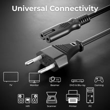 Carica l'immagine nel visualizzatore di Gallery, 2m Cavo di Alimentazione Elettrico Spina Tipo C Europlug a Presa C7 Cavo Euro per Piccoli Elettrodomestici Euro 8 TV Blu-Ray Alimentatori - Nero