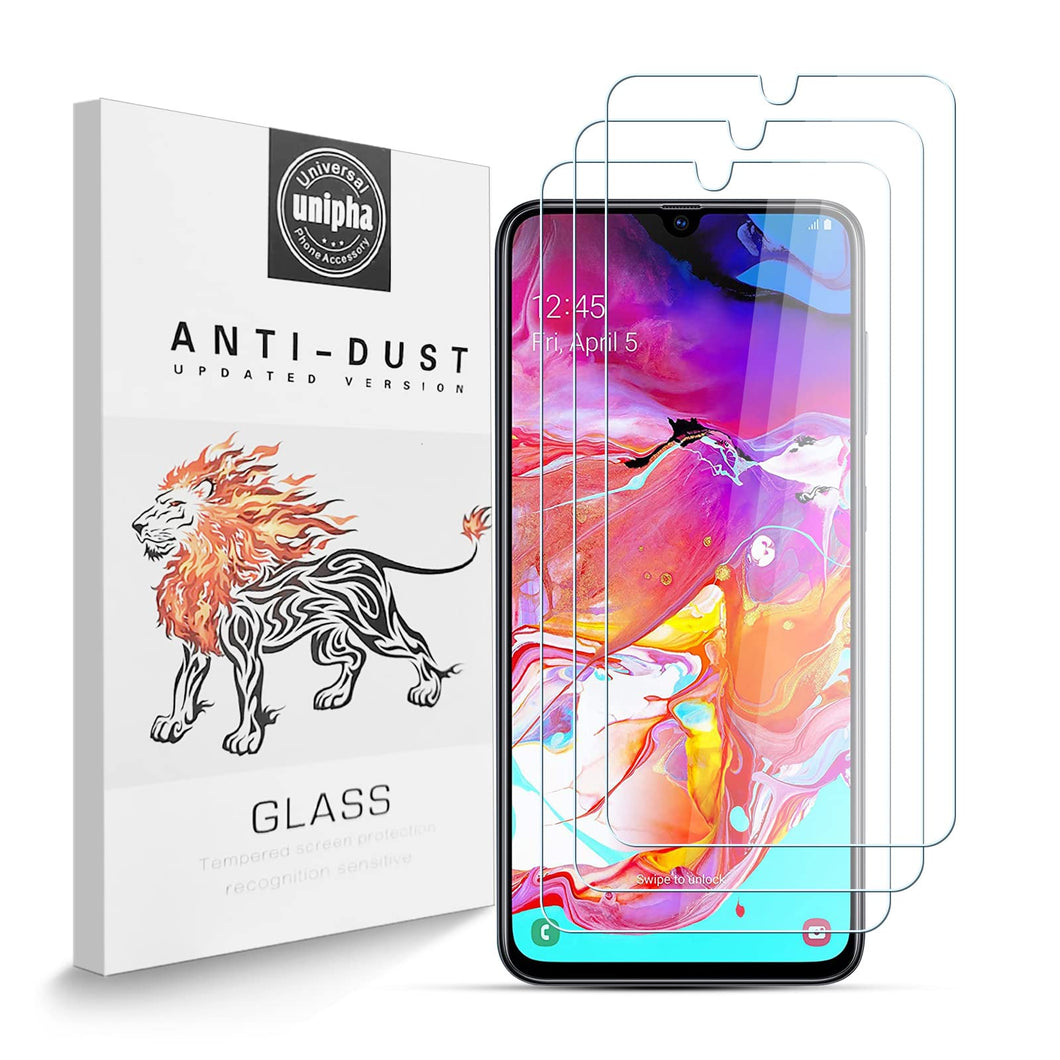 Pellicola Protettiva in Vetro Temperato per Samsung Galaxy A70 [3Pezzi], Durezza 9H, 2.5D Alta Definizione, Senza Bolle, Anti Graffio Protezione Schermo per Samsung Galaxy A70
