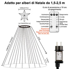 Carica l'immagine nel visualizzatore di Gallery, Luci Albero di Natale a Cascata con 410 LED e Stella Topper, Multicolore