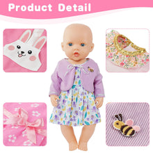Carica l'immagine nel visualizzatore di Gallery, Aolso Vestiti per Bambole per New Born Baby Doll, Abito per Bambolotti 35-45CM, Vestito Stampa con Cappello, Regali per 