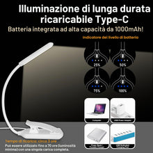 Carica l'immagine nel visualizzatore di Gallery, Lampada da lettura a LED Ricaricabile USB Braccio Flessibile Bianco