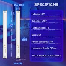 Carica l'immagine nel visualizzatore di Gallery, FSL BL T8 F10W Lampadina UV di Ricambio 13 Pollici per Insetticida, Adatta per Antizanzare/Anti-mosche, 2 Pezzi