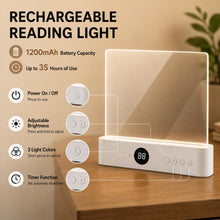 Carica l'immagine nel visualizzatore di Gallery, Lampada Libro Piatta, Lampada da Lettura LED, Luce per Libri con 3 Colori e Regolazione Continua, Pannello Luminoso a Pa