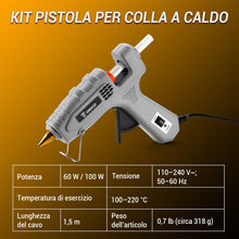 Carica l'immagine nel visualizzatore di Gallery, DEKO Pistola Colla a Caldo: 60/100 W Doppio Temperatura Pistola in Silicone con Una Blossa, Pistola Colla Calda con 25 C