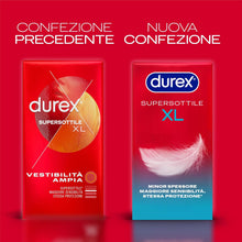 Carica l'immagine nel visualizzatore di Gallery, Durex SuperSottile XL, Preservativi Ultra Sottili e Extra-Large, 10 Profilattici
