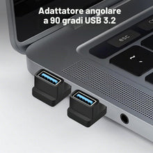 Carica l'immagine nel visualizzatore di Gallery, Set di 2 adattatori da USB-A a USB-A ad angolo di 90 gradi, U-S-B 3.2 10 Gbps, trasferimento ad alta velocità, compatibi