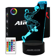 Carica l'immagine nel visualizzatore di Gallery, Luce Notturna da Basket per Bambini, Lampada da Illusione 3D LED, Telecomando 16 Cambia Colore Dimmerabile, Regali Ragaz