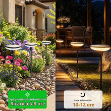 Carica l'immagine nel visualizzatore di Gallery, Luci solari per giardino esterno, confezione da 4 pezzi, 34 lm, luce bianca calda, 1000 mAh, IP65, luci solari da giardi