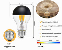 Carica l'immagine nel visualizzatore di Gallery, 6W E27 Lampada a LED specchio Nero opaco A19 bianco caldo dimmerabile 2PCS