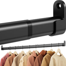 Carica l'immagine nel visualizzatore di Gallery, Mavivegue Asta per guardaroba, da 42 a 101 cm, asta regolabile in acciaio inox, asta appendiabiti resistente da 28 mm, per lavanderia, camper, armadio, nero