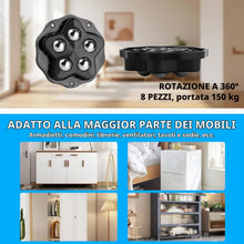 Carica l'immagine nel visualizzatore di Gallery, 8Pz Ruote per Mobili Pesanti,Rotelle per Mobili Autoadesive Piccole