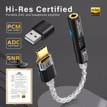 Carica l'immagine nel visualizzatore di Gallery, CCZ CM01 Adattatore per cuffie DAC da USB C a jack da 3,5 mm MAX97220 Amp Conexant CX31993 Chip di decodifica, convertit