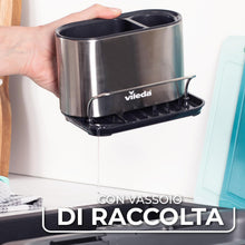 Carica l'immagine nel visualizzatore di Gallery, Vileda Organizer per Lavello in Acciaio Inox con Portaspugne - Pratico Supporto per Spugne, Spazzole e Dispenser di Sapone - Organizer per Lavello da Cucina - Portaspugna per Lavello della Cucina