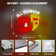 Carica l'immagine nel visualizzatore di Gallery, All You Need Is Love &amp; Pizza Insegna Led Pizza Lampada Neon USB Dimmerabile Insegna al Neon Decorazione Letter Insegne L