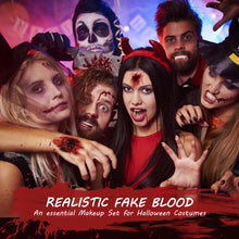 Carica l'immagine nel visualizzatore di Gallery, Set di Sangue Finto, 60ml Sangue Finto Spray e 60ml Sangue Gocciolante e 40ml Gel Coagulato, Trucco per Halloween, Lavabile, per Vestiti, Zombie, Cosplay (set)