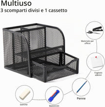 Carica l'immagine nel visualizzatore di Gallery, Vinabo Organizer Scrivania, Portapenne da Scrivania in Rete Metallica, Portapenne Organizer Scrivania Ufficio con 4 Scomparti di Ordinamento, Porta Penne per Casa, Scuola, Uffici