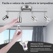 Carica l'immagine nel visualizzatore di Gallery, Aigostar Faretti LED Soffitto Orientabili, Lampada da Soffitto Moderna GU10, 4 Luci Lampadario Camera da Letto Cucina So