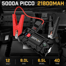 Carica l&#39;immagine nel visualizzatore di Gallery, BRPOM Avviatore Batteria Auto, 5000A Avviatore di Emergenza per Auto/Moto, (Motori Fino a 8.0L Gas o 6.5L Diesel) Torcia a LED,Porta USB da per Smartphone